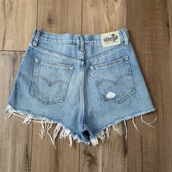 Levi's Silver Tab high-waisted blue denim mom shorts
