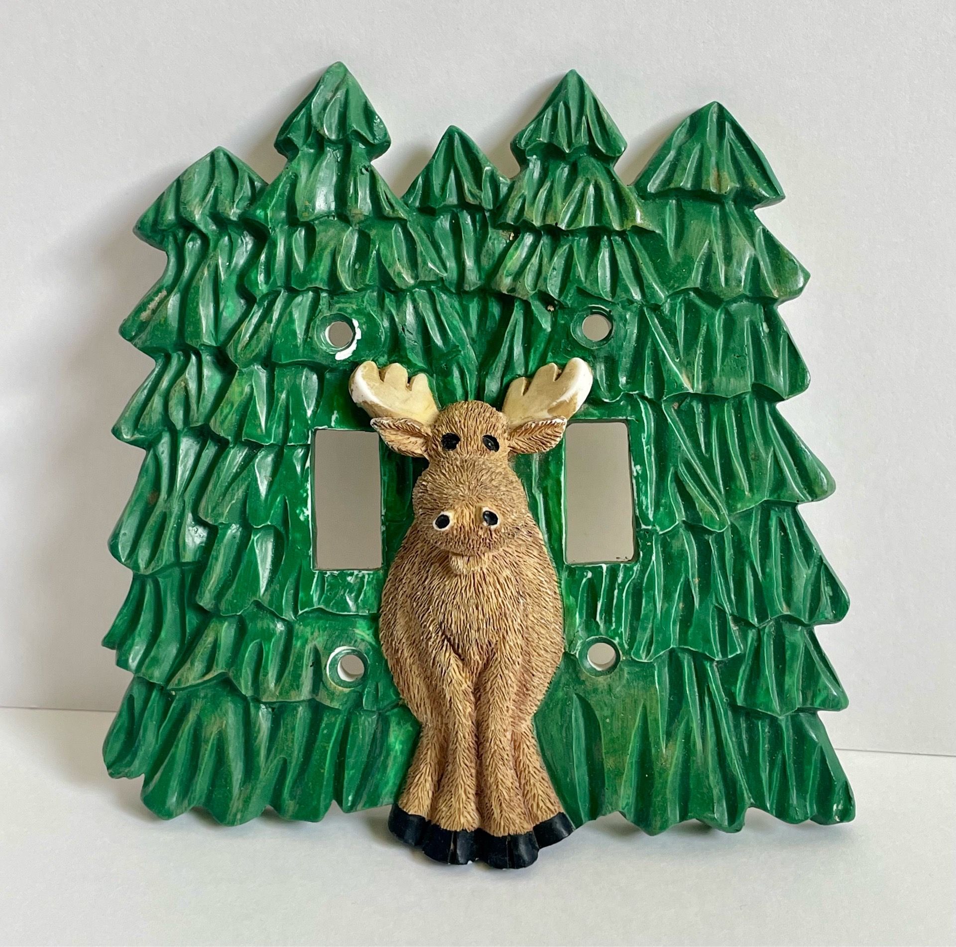 3D Moose Wildlife Double Light Switch Plate Cover (Used)