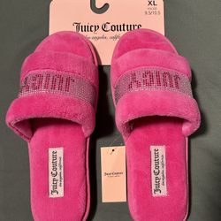 Juicy Couture, Los Angeles, California Fuzzy Slippers Pink