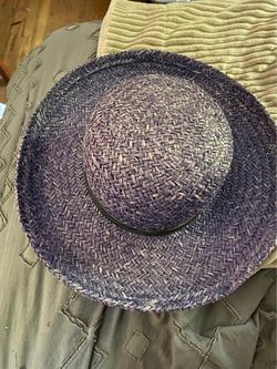 Blue straw sun hat