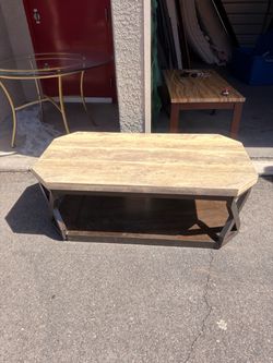 Stone Top Coffee Table with Metal Base