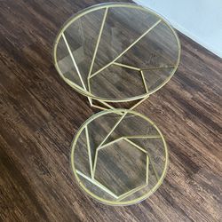Gold Glass Coffee Table Set