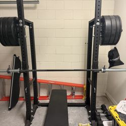 Rogue Fitness HR-2 Half Rack, Bar, Bench, Weights Etc