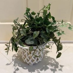 JUST REDUCED! Artificial Greenery & White Basket (2-in-1)