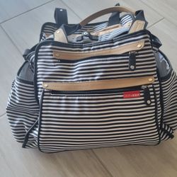 Skip Hop Grand Central Striped Diaper Bag With Changing Pad