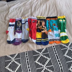 NBA STANCE SOCKS BUNDLE WIZARDS JAZZ PACERS TRAILBLAZERS ALL STAR SUPERSONICS (LOT OF 7)