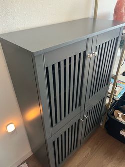 Gray Shoe Storage Cabinet