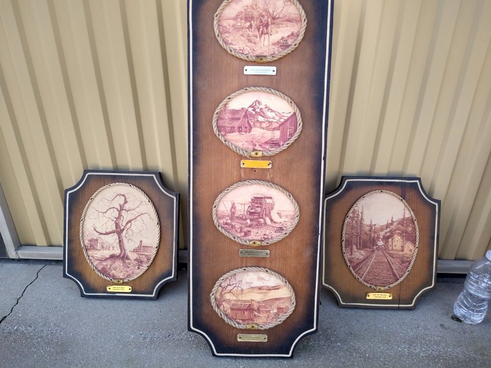 3 Ivan Jesse Curtis Lithograph/Painting on Wood Plaques