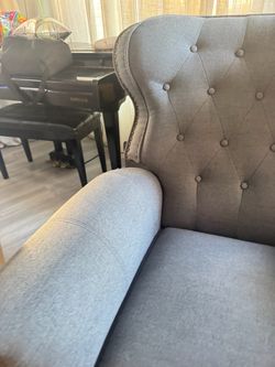 Set of 2 Gray Tufted Wingback Recliner Chairs - $450 OBO