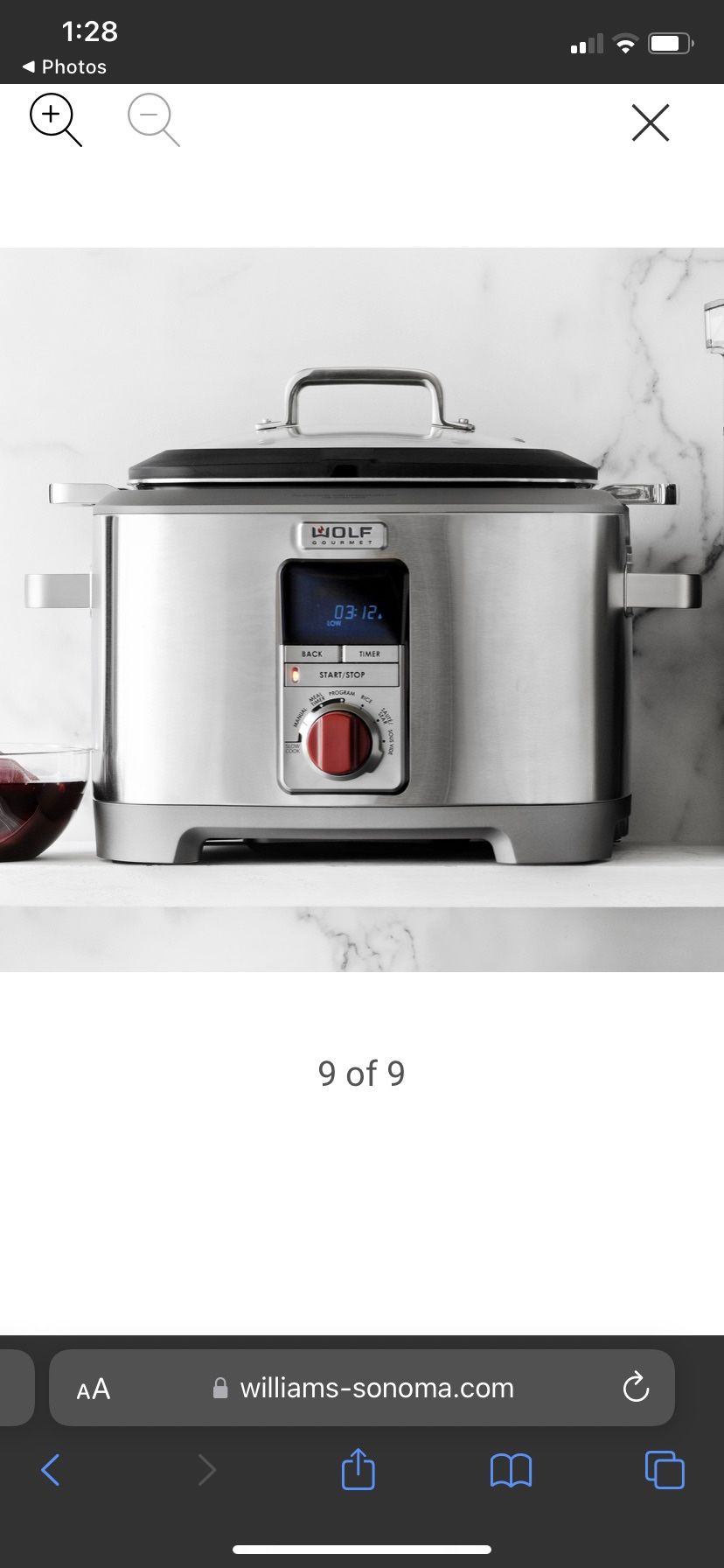 Wolf Gourmet Multi-Function Cooker, 7-Qt. Slow Cook, Program, Meal Timer, Sous Vide, Rice and Saute/Sear