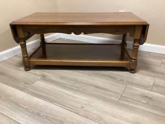 Rectangular-Wood Coffee Table with Drop-Leaf Sides - 52 L x 22 W x 16 H