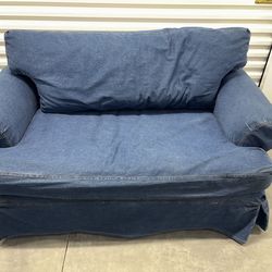 Pottery Barn Blue Denim SofaBed Hide - a Bed - Twin Size