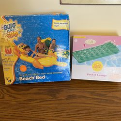 Nib Inflatable Pocket Lounge For $6.00 And Surf And Sun Sea Animal Beach Bed For $8.00