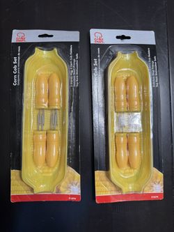 Chef Craft Corn Cob Set – 2 Dishes & 4 Holders – BBQ & Summer Dining – NEW