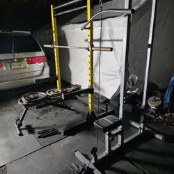 Squat Rack / Gym Package 220lbs / Lat Machine / Barbell / Bench - Deliver & Install