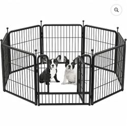 Dog Playpen 32” 8 Panels Heavy Duty Metal Dog Fence Exercise Pen With Doors For Large