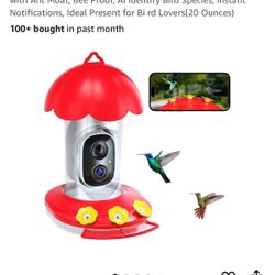 Hummingbird Feeder with Camera, Bird Watching Camera with Ant Moat, Bee Proof, AI Identify Bird Species, Instant Notifications, Ideal Present for Bi r