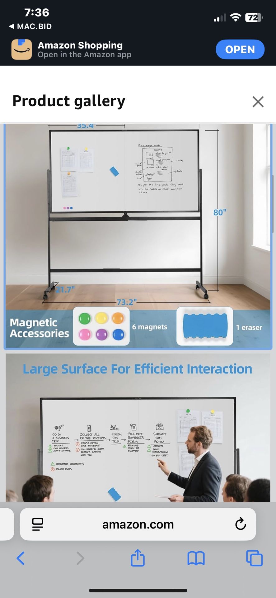 Whiteboard Double Sided Magnetic