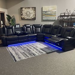 Brand New Reclining Sectional With Lights