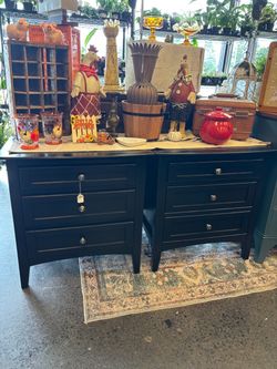 Pair of newly refinished black nightstands