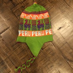 Unisex Reversible Green & Turquoise Muticolor Adult Peruvian Alpaca Chullo Hat