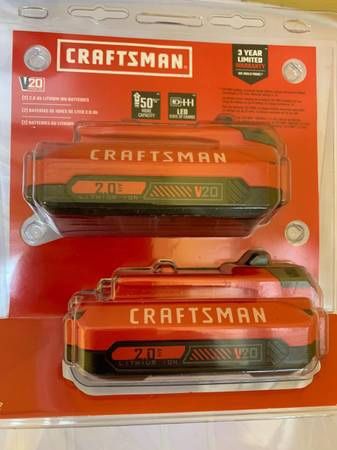 CRAFTSMAN V20 20-Volt Max 2-Pack 2 Amp-Hour Lithium Power Tool Battery