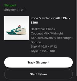 Kobe 5 Protro x Caitlyn Clark Coconut Milk Spruce Size 10.5M