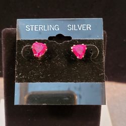 Ruby  ( Tri ) Lab. Stud Earrings 