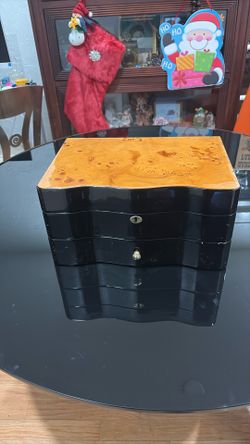 Very Large Wooden Lacquered Jewelry Box