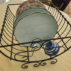 French Country Dish Drying Rack Display Sorter Shabbychic Farmhouse