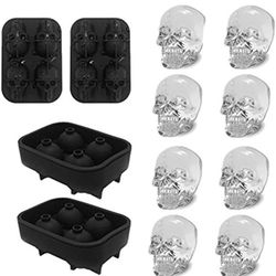 3D Skull Silicone Ice Cube Mold - 2 Pack 1.9″ Easy Release Flexible Silicone Freezer Tray