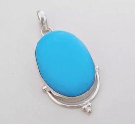 Plain Turquoise Gemstone 925 Sterling Silver plated jewelry pendant