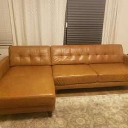 Leather coach + chaise