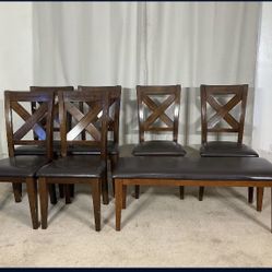 Seating For 8! 6 Chairs & Matching Bench