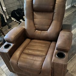 Ashley Battery Powered Brown Leather  Recliner