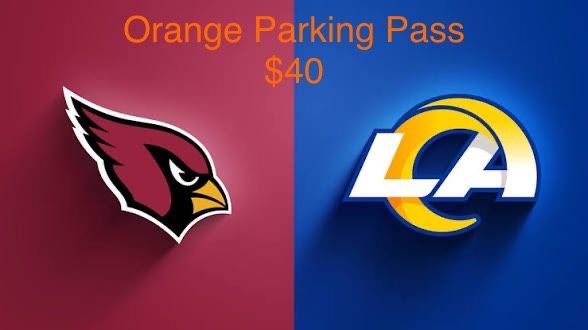 Orange Great Lawn Parking Pass To Rams And Cardinals Game. $40