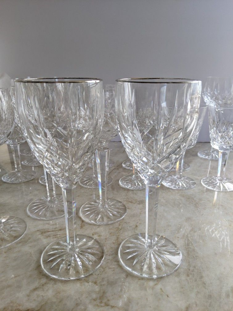 Waterford Crystal Araglin Goblet Platinum $50 Each Both For $80