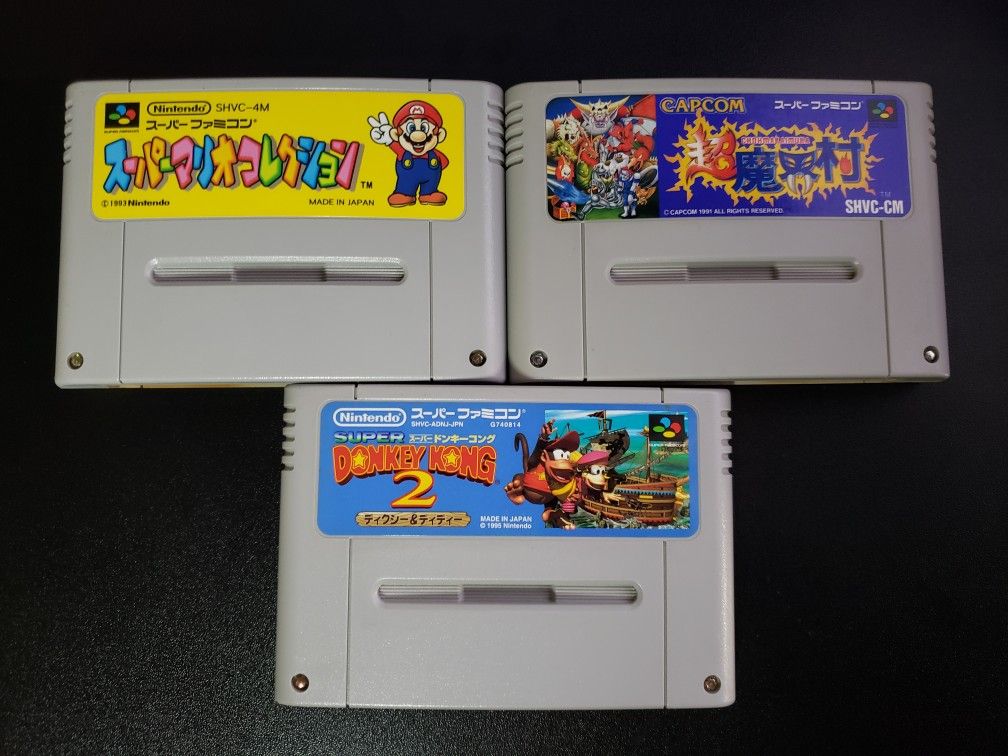 Nintendo Super Famicom SFC Game Lot of 3 Super Mario All-Stars Cho Makaimura