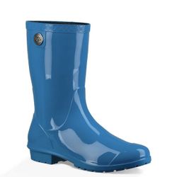 UGG Sienna Rubber Shearling Lined Glossed Waterproof Rain Boots Blue Aster Sz 8.  Used condition, no flaws make an offer! Item number 1014452. 