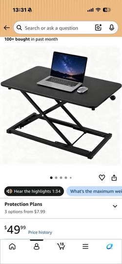 Standing Desk Converter Keyboard Riser Height Adjustable Black 23.6 Inch Stand Up Desk