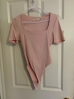 Pink Square Neck Short Sleeve Bodysuit