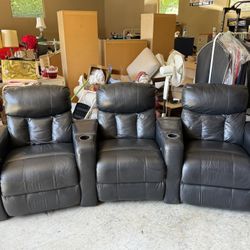 Reclining leather couch