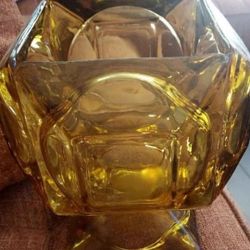 Glass Ashtrays - Vintage 1960s Collectible Home Decor! RARE!!  AMBER GLASS