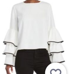 DO+BE White Ruffled Sleeve Top