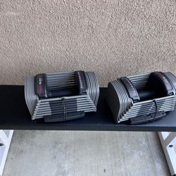 Adjustable dumbbells set with bench.