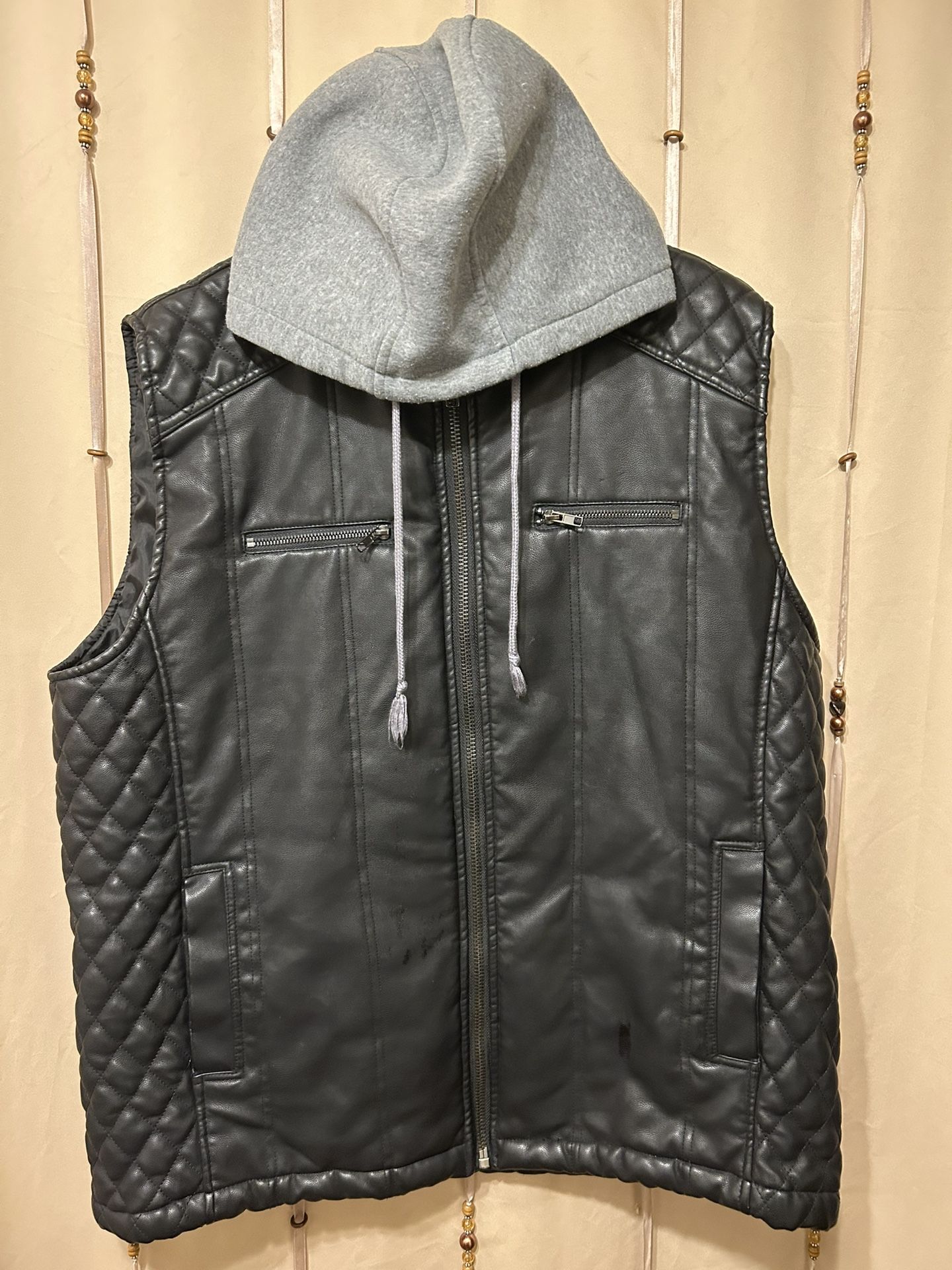 Leather Like (Biker Type) Hoodie Vest
