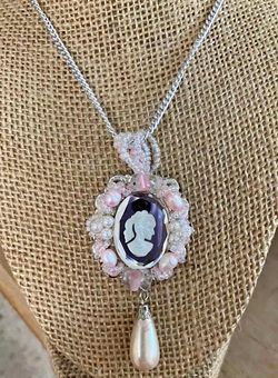 Cadena sterling dije camafeo joyería antigua