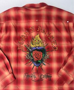 Born x Raised x Mister Mr. Cartoon Flannel *RARE* Size L FITS XL BRAND NEW