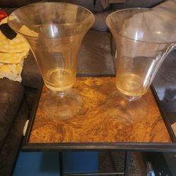 Pair of Amber Glass Flared Vases