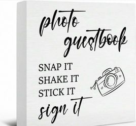 1pc 5*5inch(12.4*12.4cm) Photo Guest Book Sign - Guest Book Signs For Wedding Wooden Sign Desk Decor
